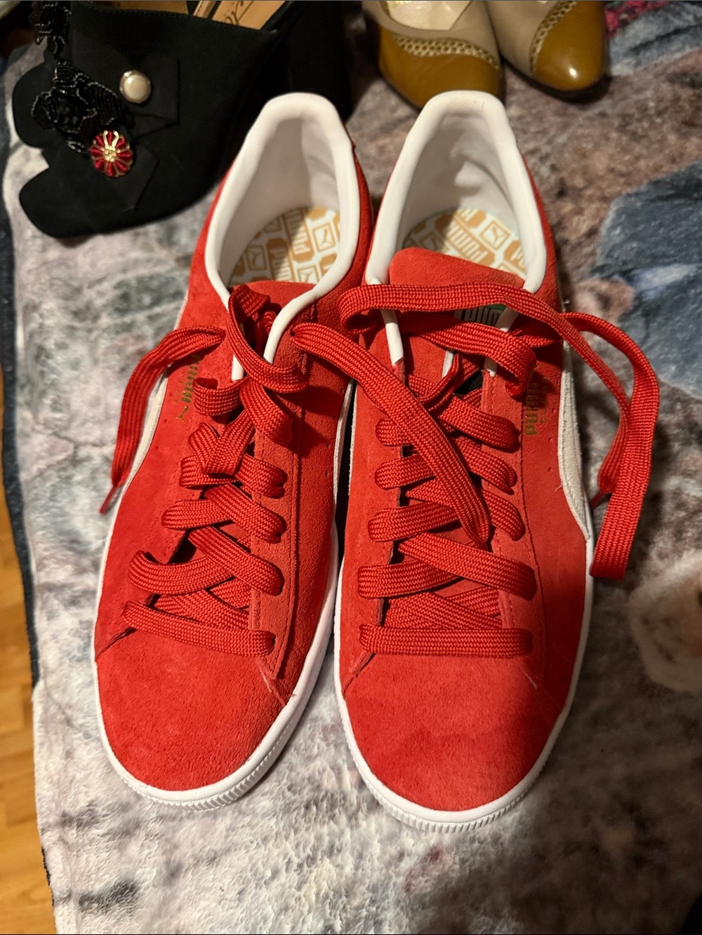 Puma Red Suede Low-Top Sneakers
